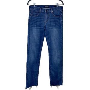 PacSun dark wash girlfriend stretch jeans with raw hem size 28